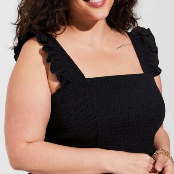 Torrid Plus Size 3X 22-24 Smocked Peplum Ruffle Sleeveless Top - Picture 3 of 6